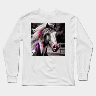 Majestic Mane Color Splash, Equestrian Fashion, Horse Breeds Long Sleeve T-Shirt